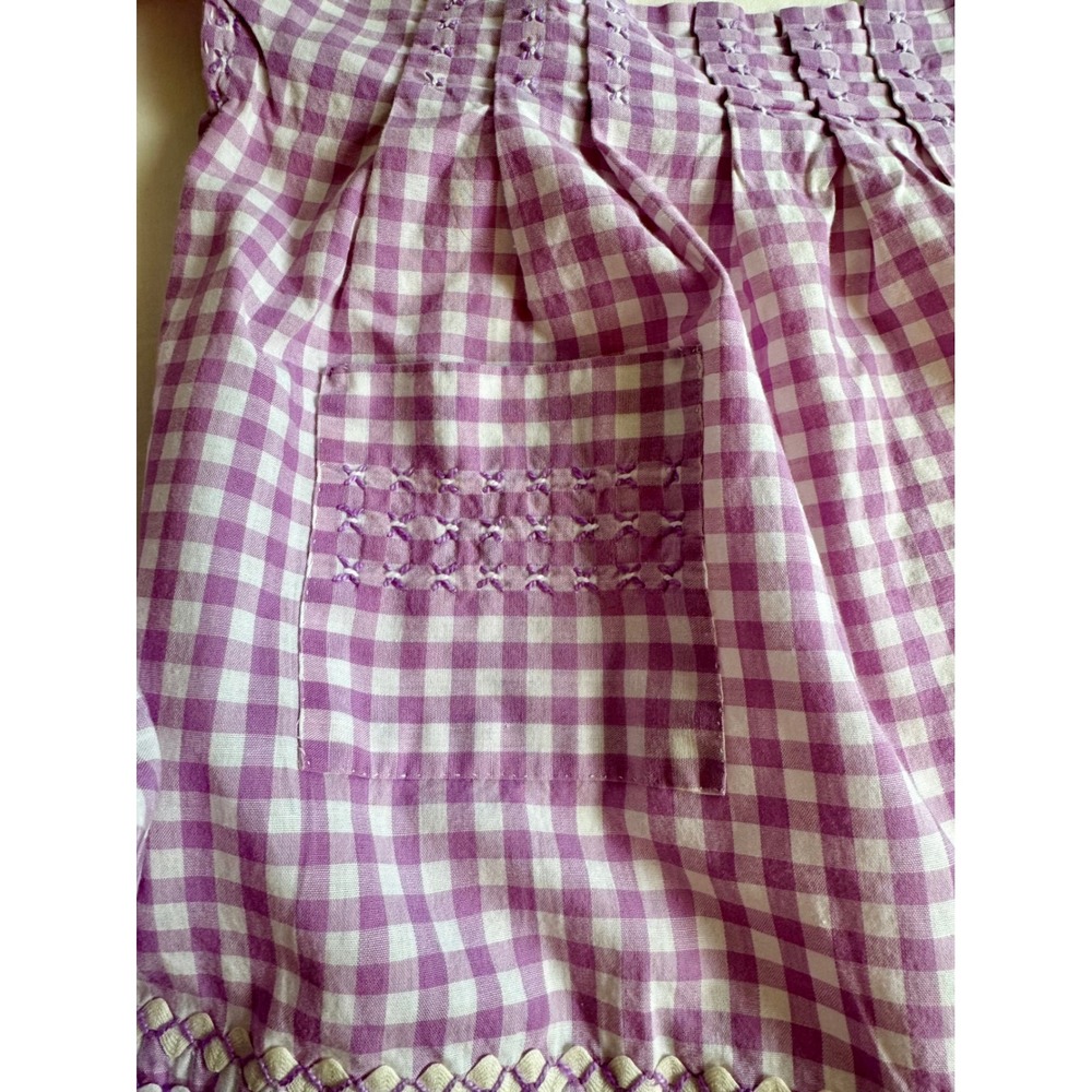 VTG Pinup Half Aprons 1950s Blue & Purple Gingham Pocket RikRack Retro Kitchen - Picture 5 of 12
